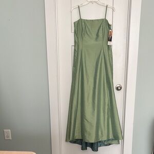 Jessica McClintock Light Green high low Maxi Dress with jewel back details